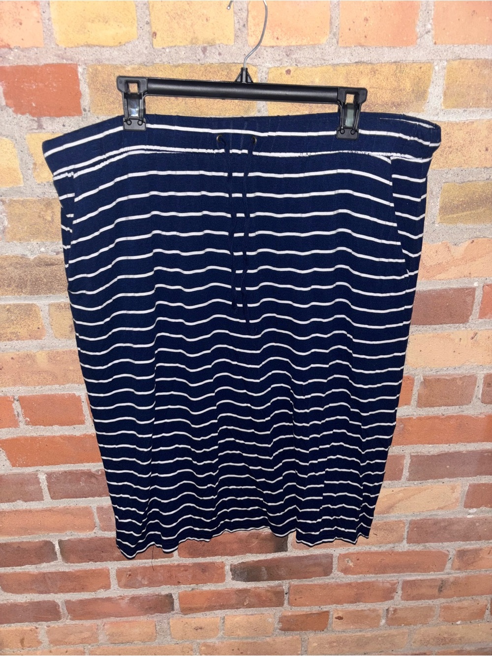 St. John's Bay Navy and White Striped Midi Skirt